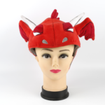 Custom Red Plush Fire Dragon Hat with White Horns & Wings | Novelty Costume Accessory for Adults & Kids - Image 2
